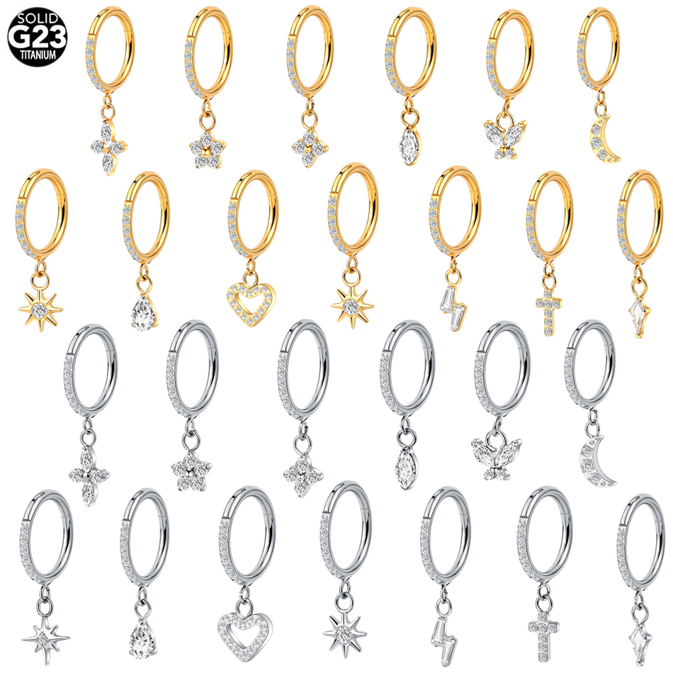Body Jewelry Trend - ต่างหูห่วงไทเทเนียมประดับเซอร์คอน 5 ชิ้น สำหรับผู้หญิง เครื่องประดับแฟชั่นสำหรับงานปาร์ตี้ ต่างหูเจาะกระดูกอ่อน