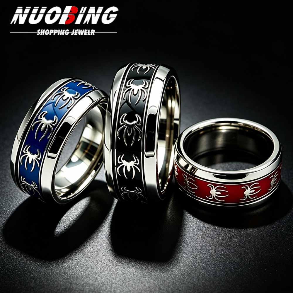 Body Jewelry Wholesale - แหวนสไตล์วินเทจพังก์ลายแมงมุม ทำจากสแตนเลส 316L ดีไซน์กอธิคสำหรับนักบิด แหวนรูปสัตว์สำหรับผู้ชายและผู้หญิง เหมาะสำหรับงานปาร์ตี้