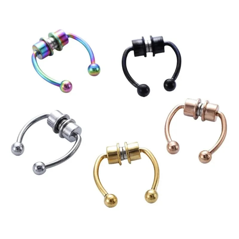 Body Jewelry And Piercing - 1/2/3 ชิ้น แหวนจมูกแม่เหล็กปลอม แหวนจมูกแบบไม่ต้องเจาะ แหวนกั้นจมูกแบบหนีบ แหวนแม่เหล็กสแตนเลส