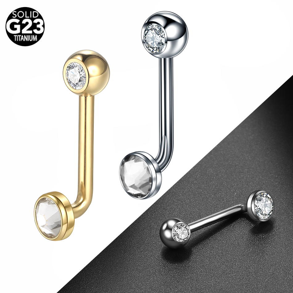 Body Jewelry Vch - 1PC G23 ไทเทเนียม CZ โค้ง Barbell
