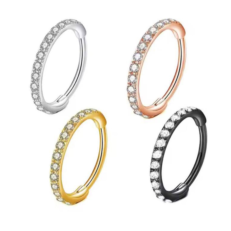 Body Jewelry Septum - แหวนจมูกใส 16G ประดับเพชร CZ วัสดุเหล็กกล้าผ่าตัด 316L