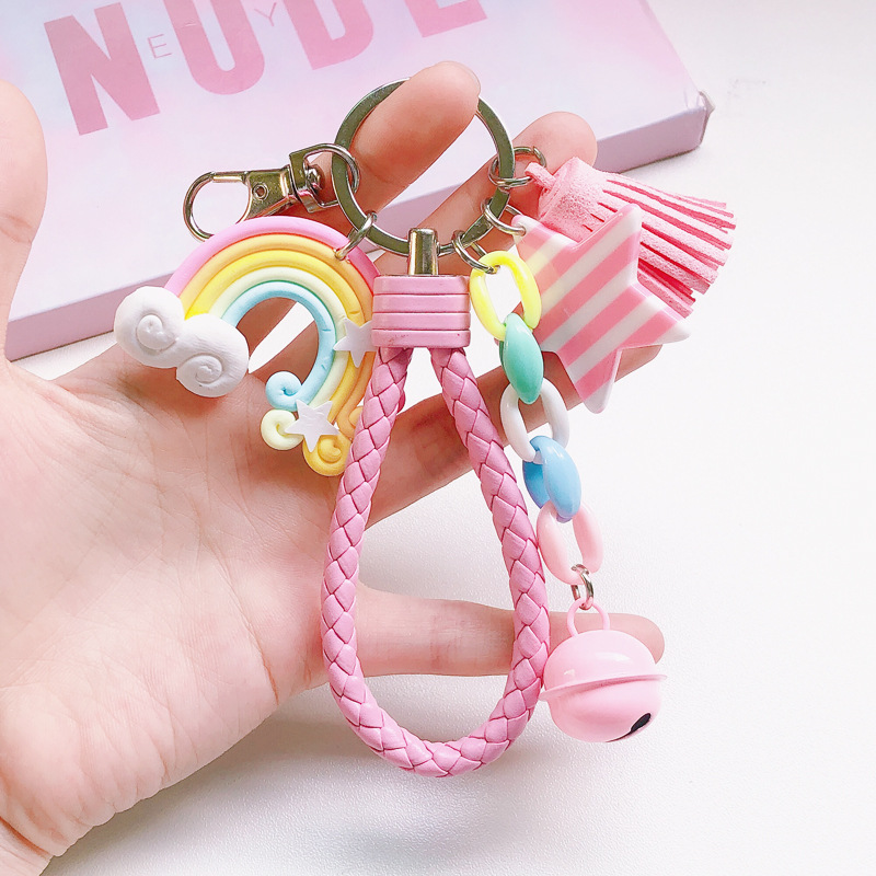 Body Jewelry Wholesale - พวงกุญแจซิลิโคนสําหรับผู้หญิงน่ารัก SHELL Rainbow พวงกุญแจ Charms สีสัน