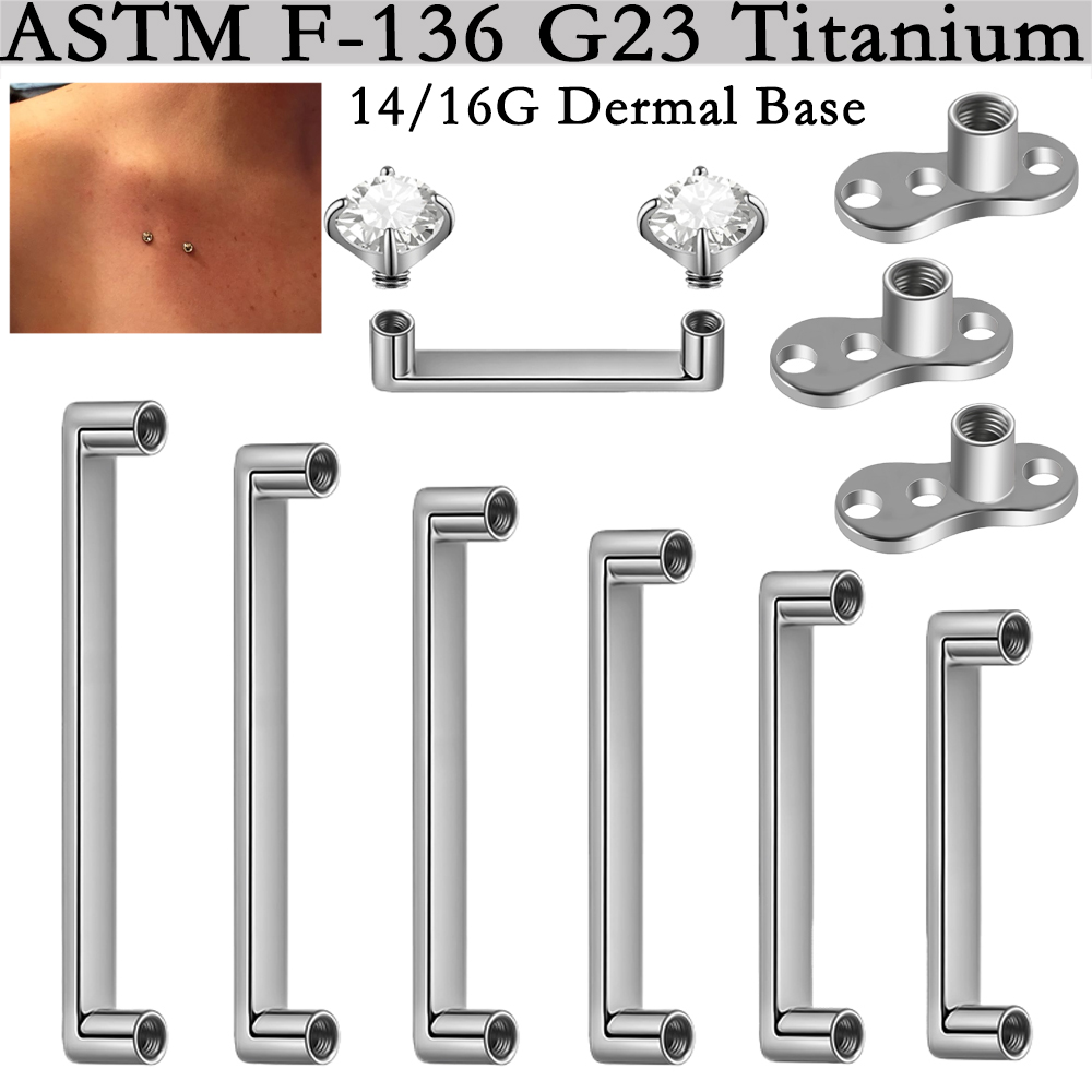 Dermal Anchor Top - อุปกรณ์เจาะผิวหนังไทเทเนียม G23 แบบเกลียวคู่ 5/1 ชิ้น พร้อมฐานไมโครเดอร์มาลแบบเกลียวใน