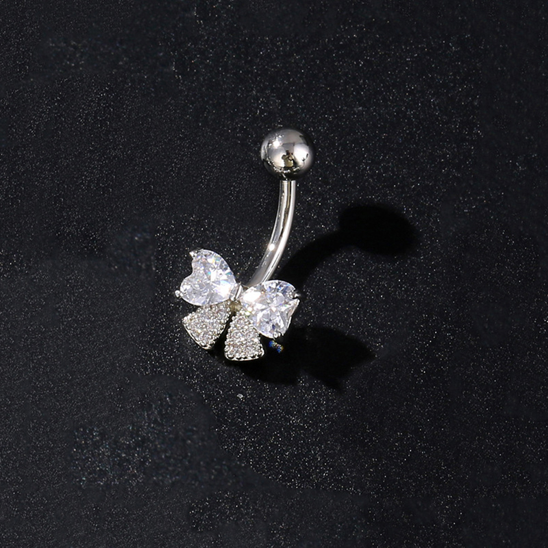 Body Jewelry And Piercing - แหวนเจาะสะดือรูปผีเสื้อสแตนเลส 1 ชิ้น สำหรับผู้หญิง สาวๆ เครื่องประดับเจาะสะดือสุดเซ็กซี่