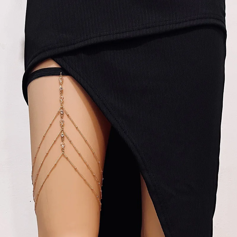 Body Jewelry Ends - แฟชั่นฤดูร้อน Bohemian ต้นขาเซ็กซี่โซ่สําหรับผู้หญิง Double-Layer โลหะขาเทศกาลเครื่องประดับ Accesorios