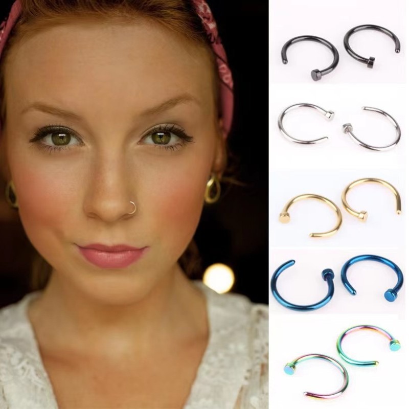 Body Jewelry Lip Ring - 6 ชิ้น/ล็อต เครื่องประดับพังก์ แหวนจมูกปลอม แหวนริมฝีปากรูปตัว C