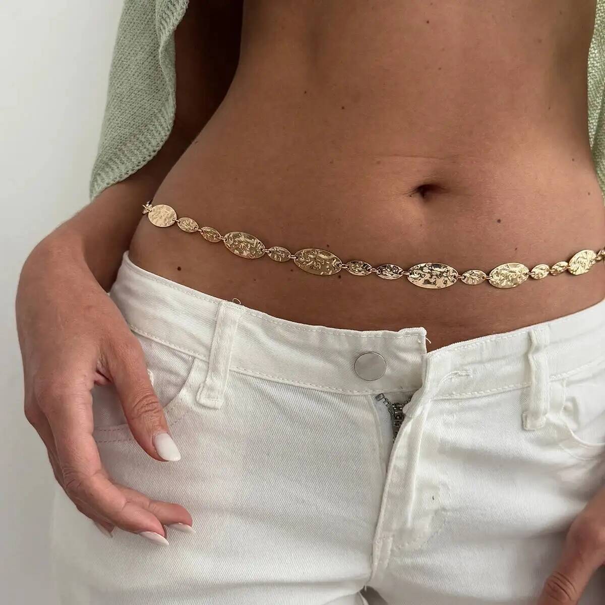 Body Jewelry Trend - IngeSight.Z สายคาดเอวโลหะพับได้สไตล์วินเทจเรียบง่ายสำหรับผู้หญิง เทรนด์ปี 2026 สวยหรู เซ็กซี่