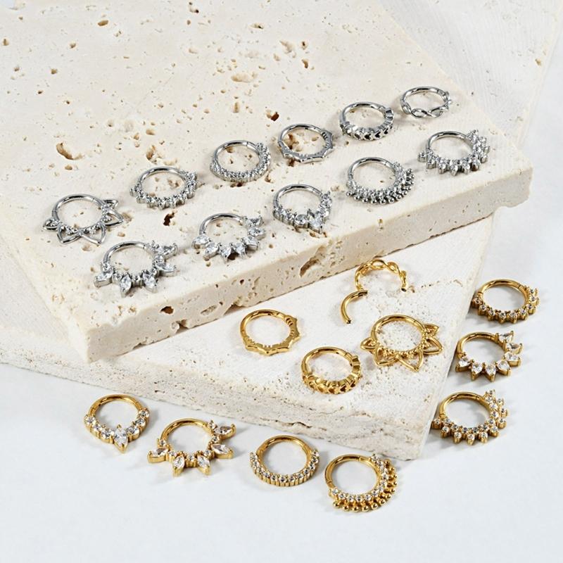 Body Jewelry Septum - 31BB แหวนกระดูกอ่อนหูจมูกคริสตัลสไตล์กะบังแหวนเครื่องประดับร่างกายสแตนเลส