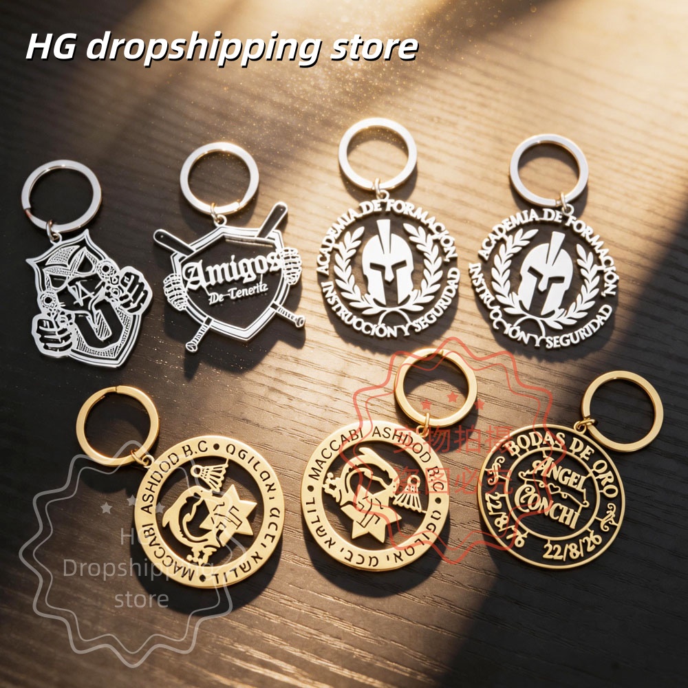 Body Jewelry Wholesale - พวงกุญแจโลโก้ส่วนตัว ขายส่ง โลโก้บริษัท/รูปภาพตามสั่ง จี้ทำจากสแตนเลส ของขวัญเครื่องประดับสำหรับผู้ชายและผู้หญิง