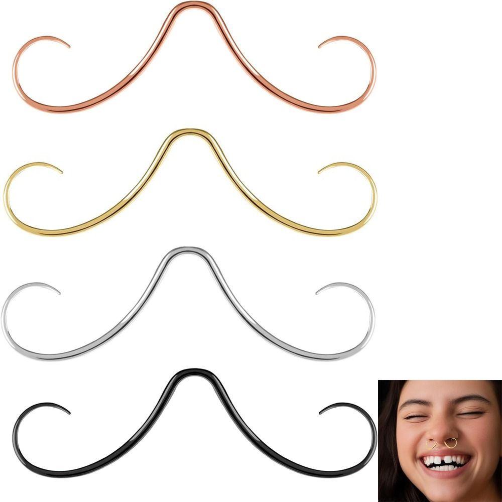 Body Jewelry Septum - เครื่องประดับสำหรับเจาะรูจมูกหนวดเครื่องประดับสีทองที่แขวนเจาะผนังกั้นร่างกายเครื่องประดับสแตนเลสสำหรับงานปาร์ตี้