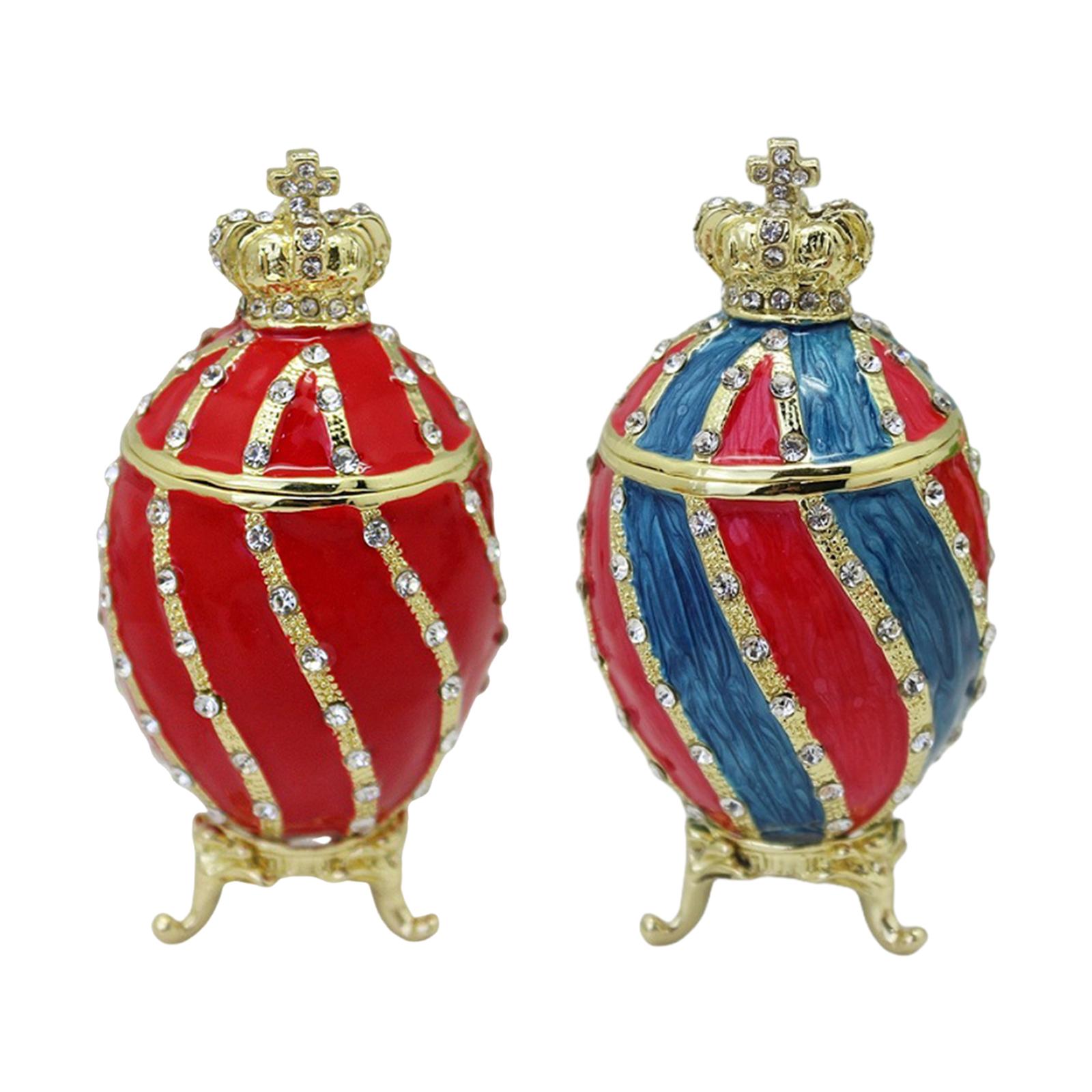 Body Jewelry Jewelry Box - กล่องใส่ของกระจุกกระจิกทรงไข่ฟาเบอร์เก้ กล่องใส่แหวนเคลือบเงาแบบมีบานพับ สำหรับใส่เครื่องประดับ ของขวัญวันเกิด คริสต์มาส งานแต่งงาน