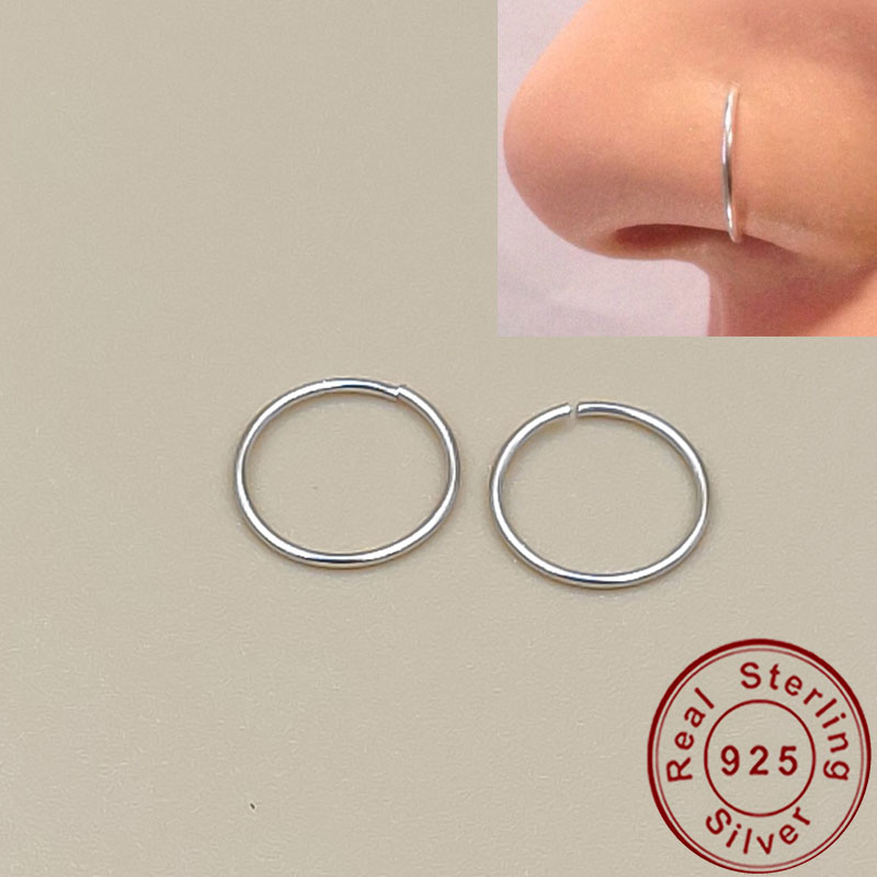 Body Jewelry Lip Ring - 925แหวนเงินแหวนเครื่องประดับเจาะสำหรับผู้หญิงกระดูกอ่อน Tragus Helix Hoop ต่างหูขนาดเล็กไม่มีรอยต่อ Little