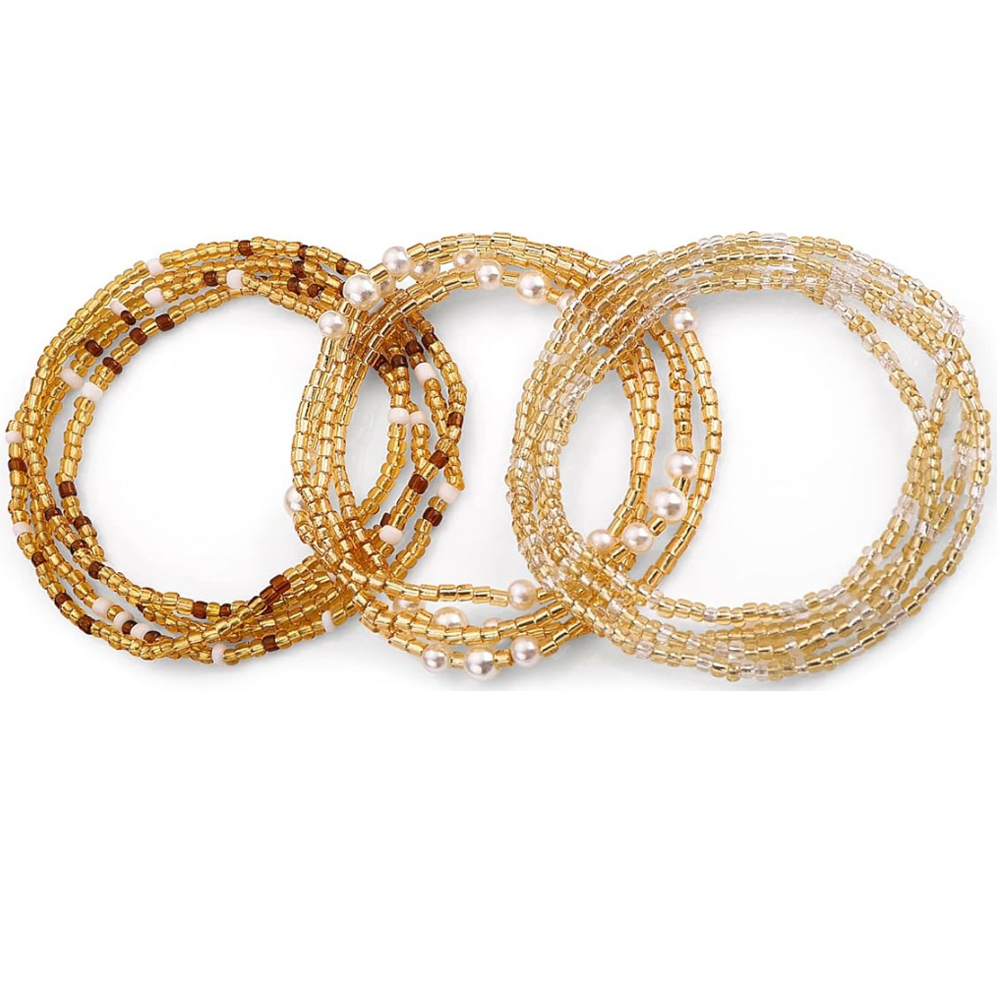 Body Jewelry Ends - ลูกปัดคาดเอวสำหรับผู้หญิง ลูกปัดคาดหน้าท้อง สายยางยืด ชุดโซ่คาดเอวสไตล์แอฟริกันสำหรับผู้หญิง เครื่องประดับร่างกาย ชุดบิกินี่