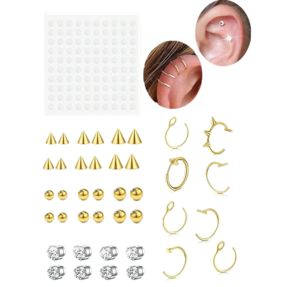 Body Jewelry And Piercing - แหวนจมูกปลอม แหวนเจาะจมูกปลอมสำหรับผู้หญิง คลิปหนีบจมูกแบบไม่ต้องเจาะ เครื่องประดับเจาะร่างกายปลอม