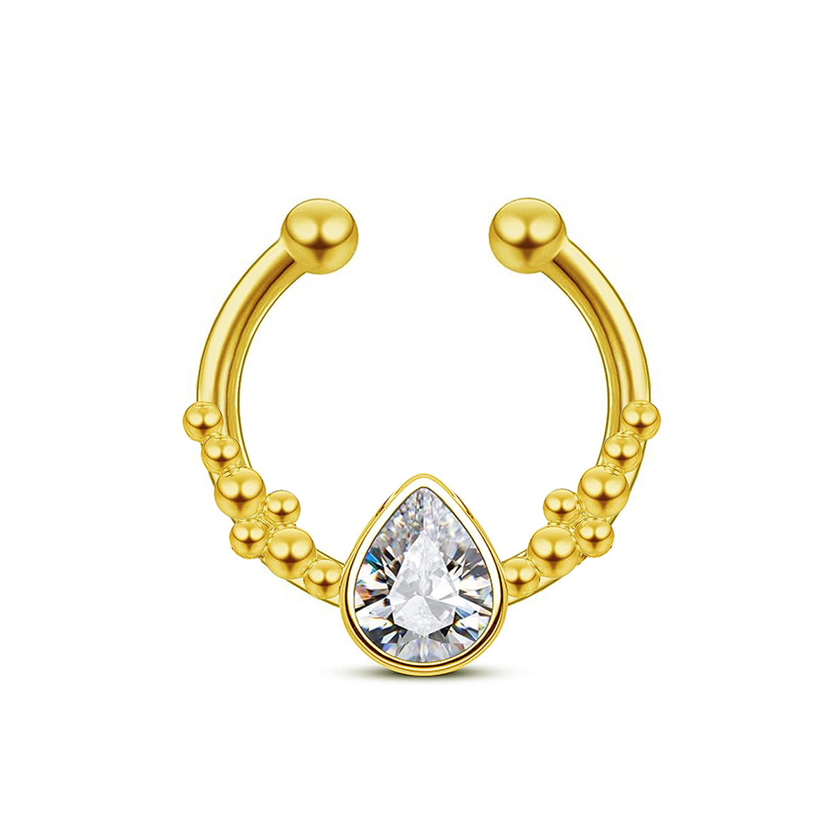 Body Jewelry Septum - แหวนจมูกปลอมรูปเกือกม้าทำจากสเตนเลสสตีลแบบไม่เจาะรูสำหรับผู้หญิงเครื่องประดับเจาะจมูก