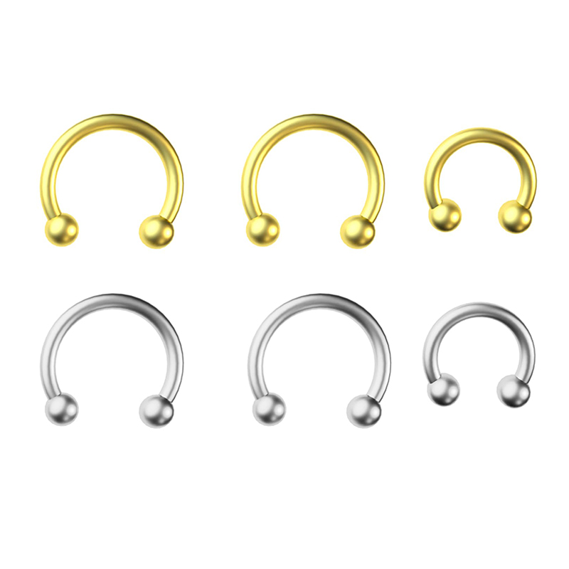 Body Jewelry Lip Ring - 5 ชิ้น/ล็อต แหวนเหล็กกล้าไร้สนิม 18G รูปทรงเกือกม้า สำหรับเจาะจมูก