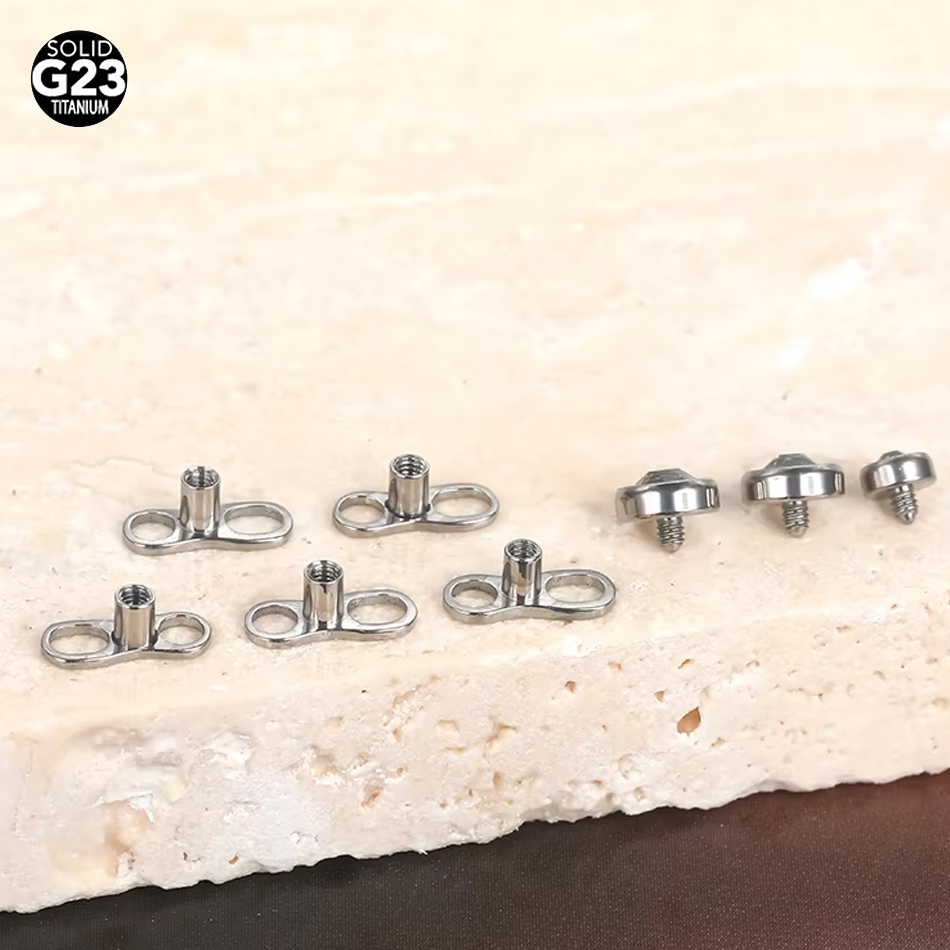 Dermal Anchor Top - ชุดเครื่องเจาะผิวหนังไทเทเนียม 1 ชิ้น/5 ชิ้น พร้อมฐานและหัวเจาะแบบเดอร์มอลแองเคอร์ สำหรับเจาะผิวหนัง