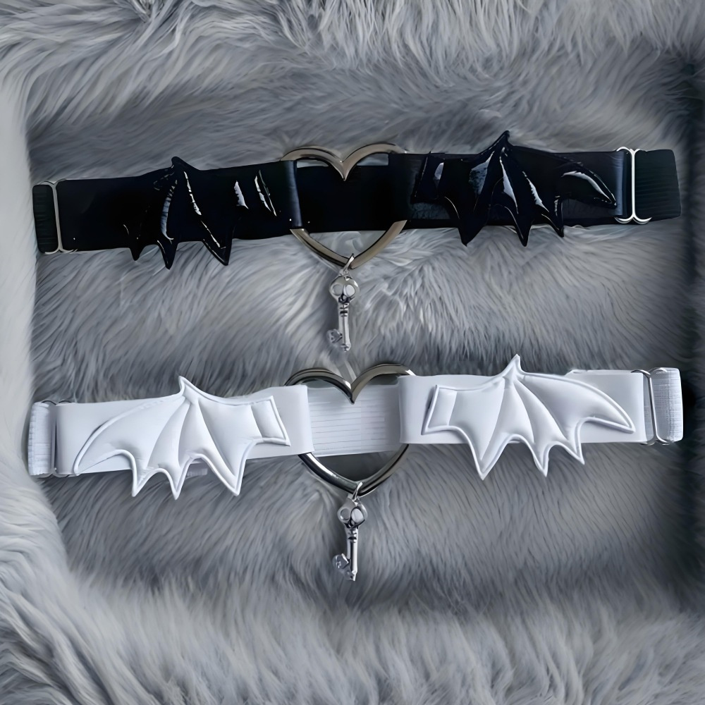 Body Jewelry Thigh Chain - Gothic Harajuku หัวใจสีดําปีกขา Garter ปรับเครื่องประดับอุปกรณ์เสริมเซ็กซี่ต้นขาสบายแฟชั่น Legwear