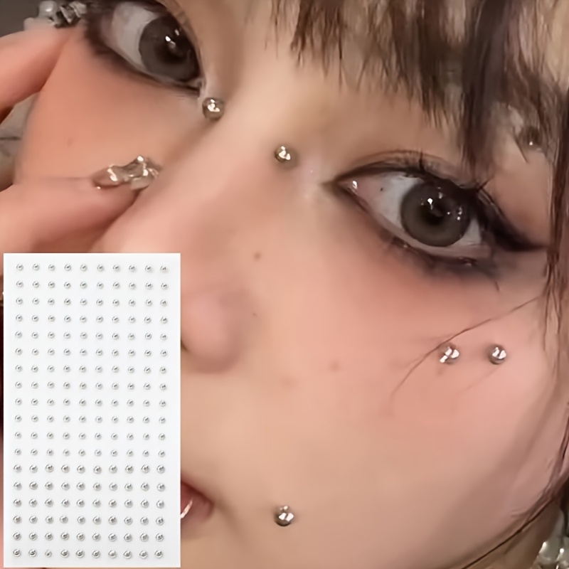 Body Jewelry And Piercing - ชุดอุปกรณ์เจาะปลอมแบบไม่ต้องเจาะ 4 ชิ้น พร้อมต่างหูสำหรับริมฝีปาก/จมูก/คิ้ว 4 ชิ้น