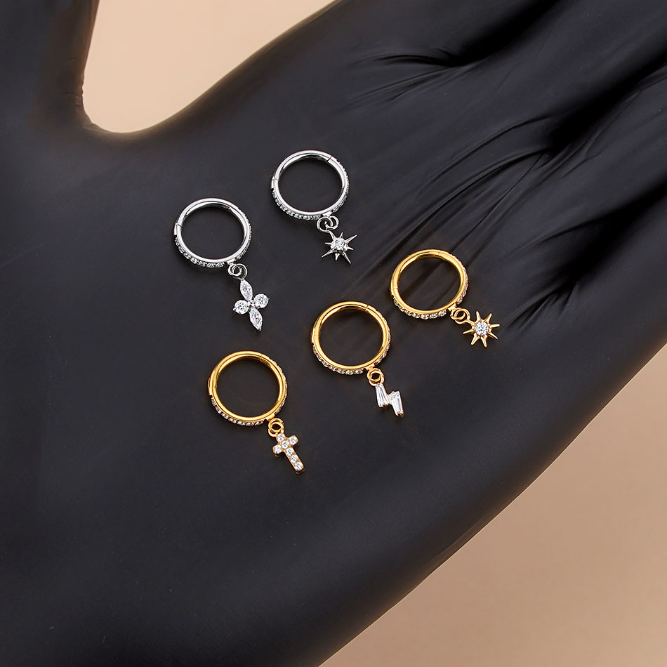 ต่างหูห่วงไทเทเนียมประดับเซอร์ - Body Jewelry Trend บทวิจารณ์และราคา
