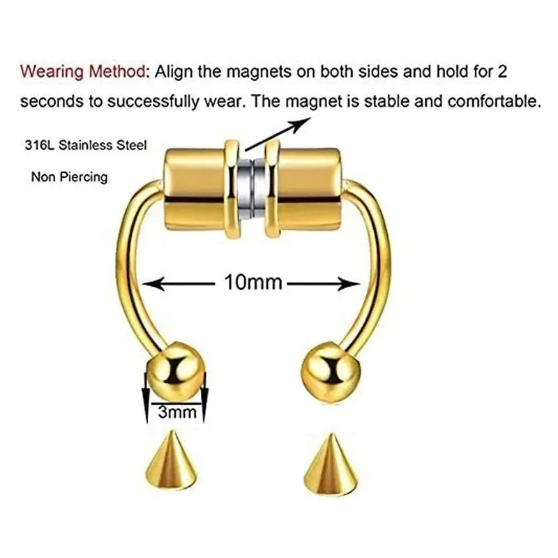 1/2/3 ชิ้น แหวนจมูกแม่เหล็กปลอ - Body Jewelry And Piercing บทวิจารณ์และราคา