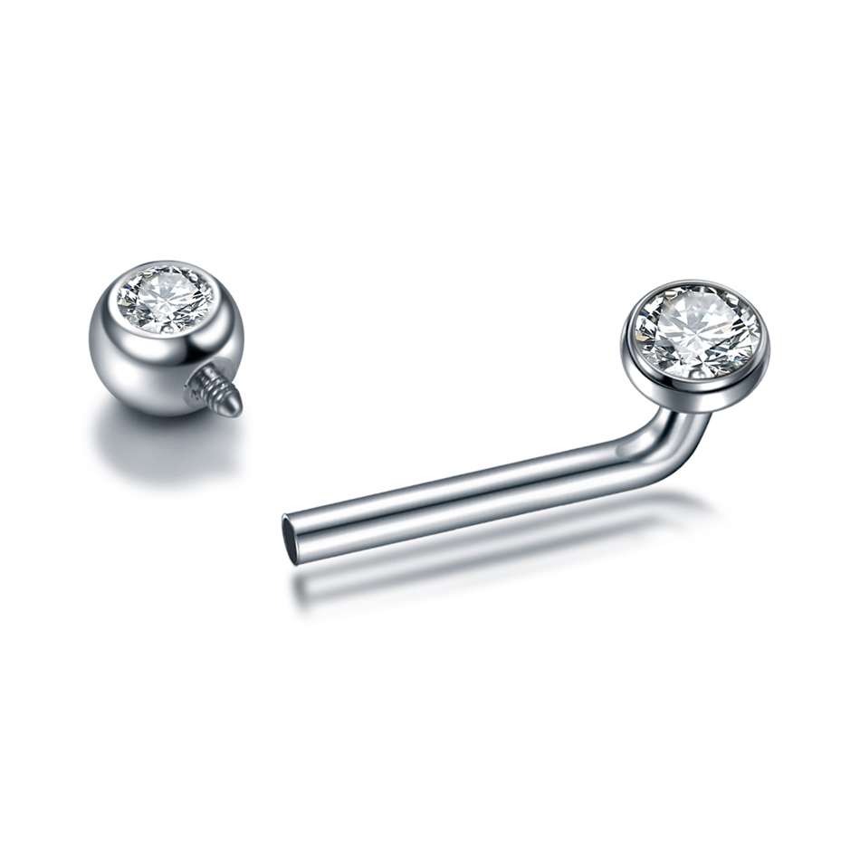 1PC G23 ไทเทเนียม CZ โค้ง Barb - Body Jewelry Vch บทวิจารณ์และราคา