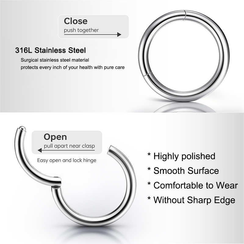 แหวนจมูกแบบคลิกเกอร์ 16G 316L  - Body Jewelry Lip Ring บทวิจารณ์และราคา