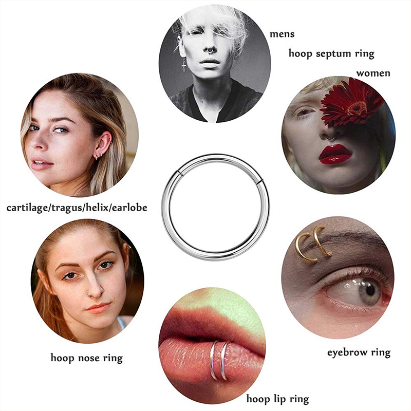 แหวนจมูกแบบคลิกเกอร์ 16G 316L  - Body Jewelry Lip Ring บทวิจารณ์และราคา