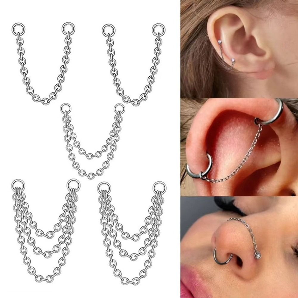 โซ่จมูกไทเทเนียม 3 ชั้น โซ่คู่ - Body Jewelry And Piercing บทวิจารณ์และราคา
