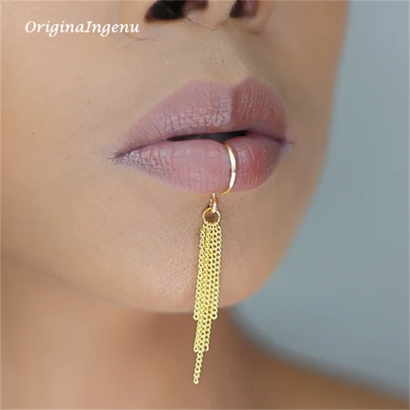 14K Gold Filled CHAIN Lip cuff - Body Jewelry Lip Ring บทวิจารณ์และราคา