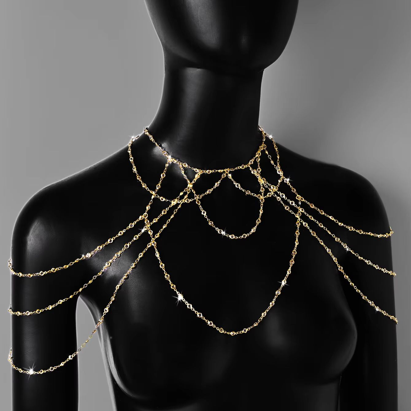 สร้อยคอประดับคริสตัลชุบทองคำขา - Body Jewelry Bra บทวิจารณ์และราคา