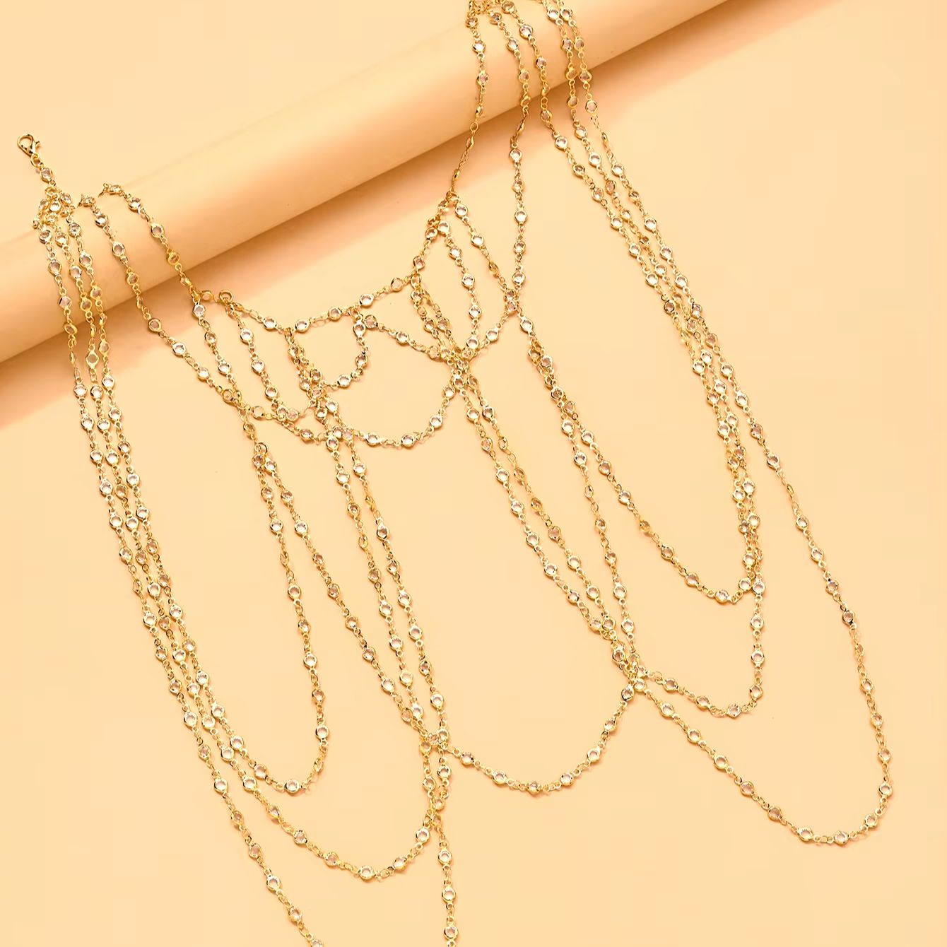 สร้อยคอประดับคริสตัลชุบทองคำขา - Body Jewelry Bra บทวิจารณ์และราคา
