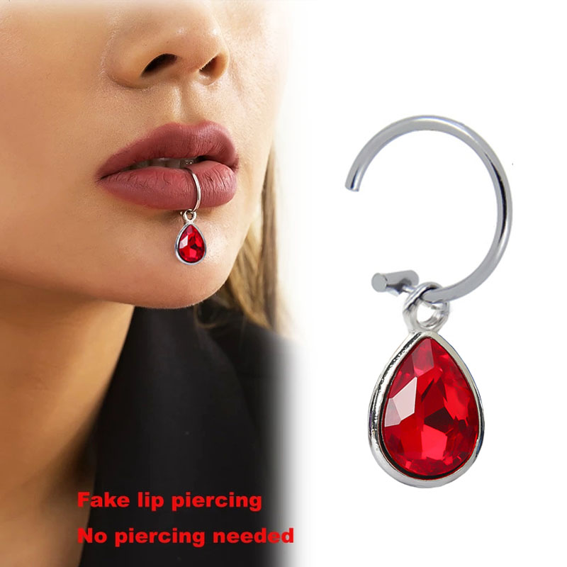 1Pc Fake Piercing Lip คลิปบุคล - Body Jewelry Lip Ring บทวิจารณ์และราคา