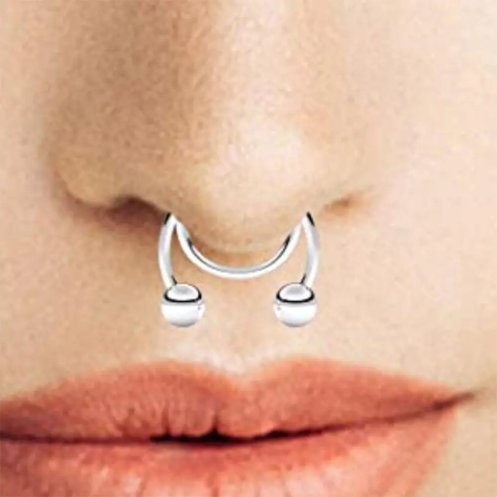 แหวนจมูกปลอมสแตนเลส 2 ชิ้น ไม่ - Body Jewelry Septum บทวิจารณ์และราคา