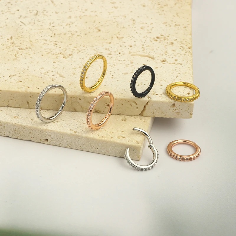 แหวนจมูกใส 16G ประดับเพชร CZ ว - Body Jewelry Septum บทวิจารณ์และราคา