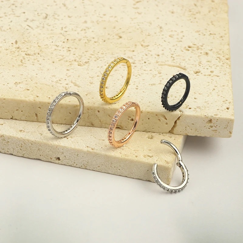แหวนจมูกใส 16G ประดับเพชร CZ ว - Body Jewelry Septum บทวิจารณ์และราคา