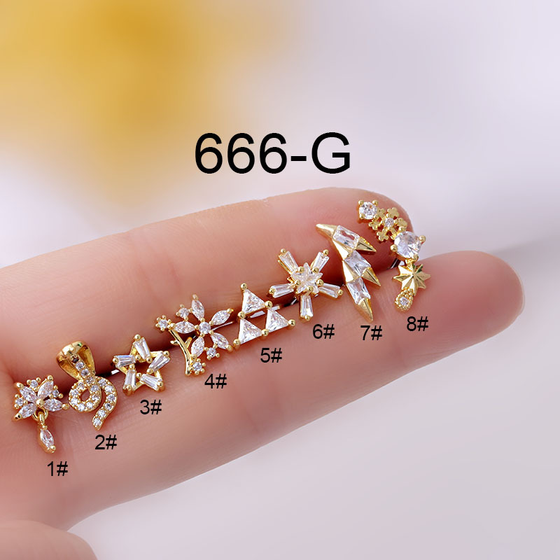 1ชิ้นเจาะสแตนเลสต่างหูดอกไม้สำ - Body Jewelry Trend บทวิจารณ์และราคา