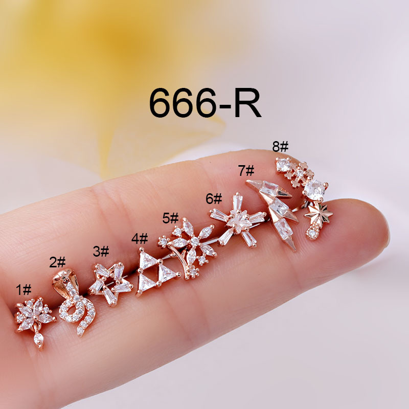 1ชิ้นเจาะสแตนเลสต่างหูดอกไม้สำ - Body Jewelry Trend บทวิจารณ์และราคา