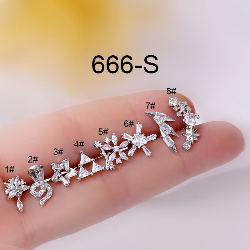 1ชิ้นเจาะสแตนเลสต่างหูดอกไม้สำ - Body Jewelry Trend บทวิจารณ์และราคา
