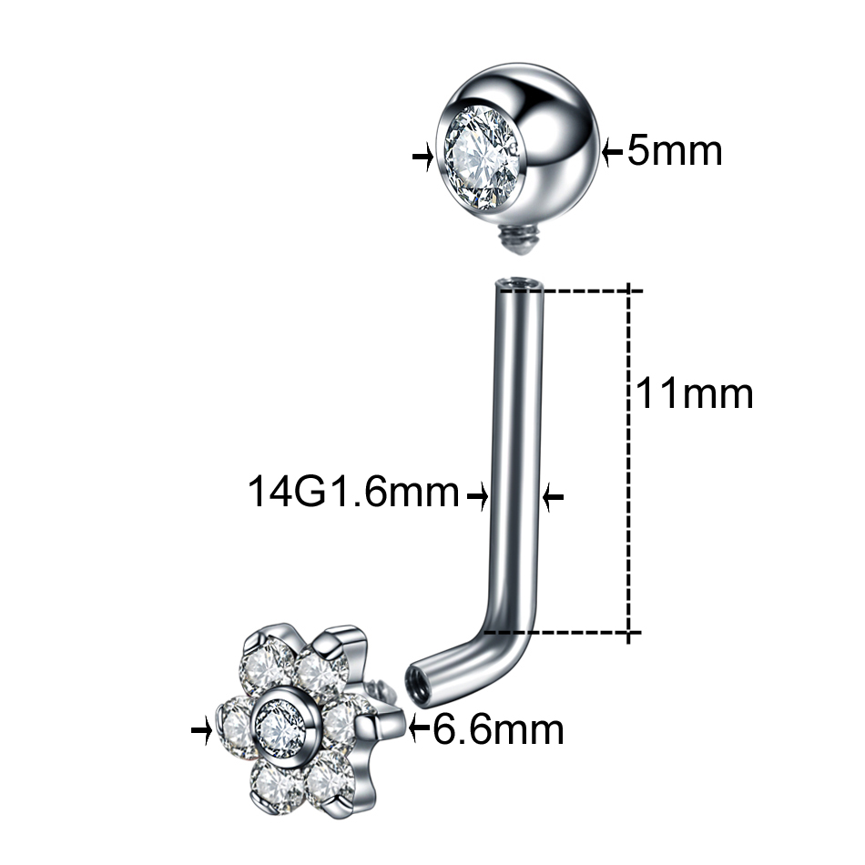 1 PC 14G ไทเทเนียมดอกไม้ Chris - Body Jewelry Vch บทวิจารณ์และราคา