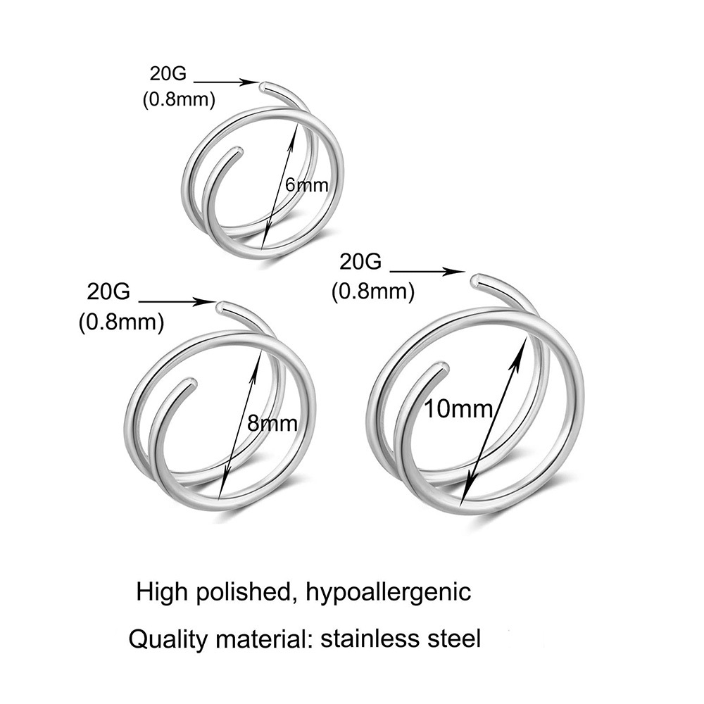 แหวนจมูกสแตนเลส 316 แบบเกลียวค - Body Jewelry Lip Ring บทวิจารณ์และราคา