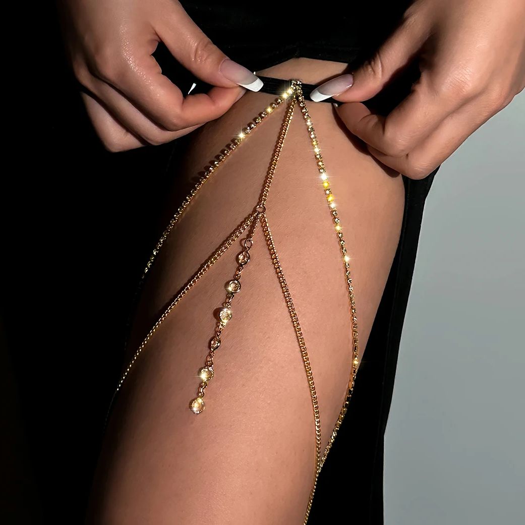 เซ็กซี่คริสตัลหลายพู่ขาโซ่ผู้ห - Body Jewelry Thigh Chain บทวิจารณ์และราคา