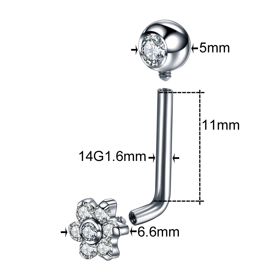 1ชิ้น G23ไทเทเนียมคริสตัลดอกไม - Body Jewelry Vch บทวิจารณ์และราคา
