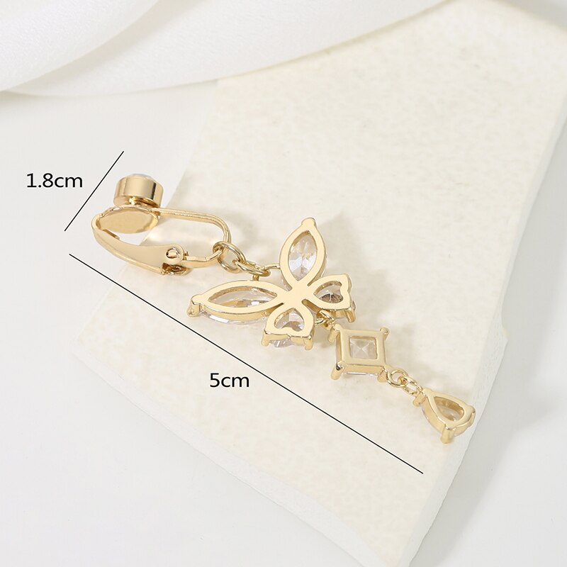 คลิปบนแหวนปุ่มท้องรูปผีเสื้อทอ - Body Jewelry And Piercing บทวิจารณ์และราคา