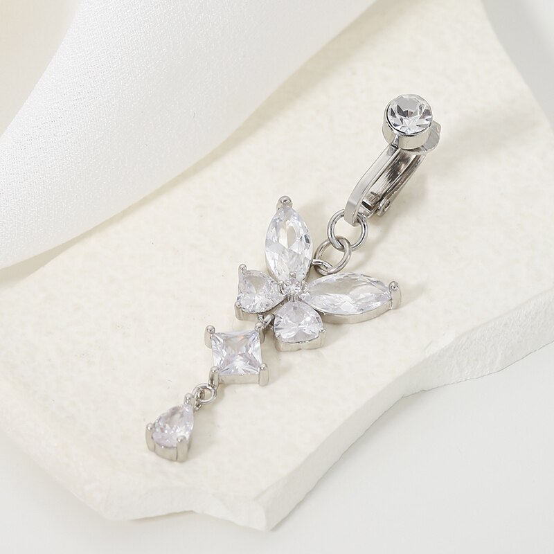 คลิปบนแหวนปุ่มท้องรูปผีเสื้อทอ - Body Jewelry And Piercing บทวิจารณ์และราคา