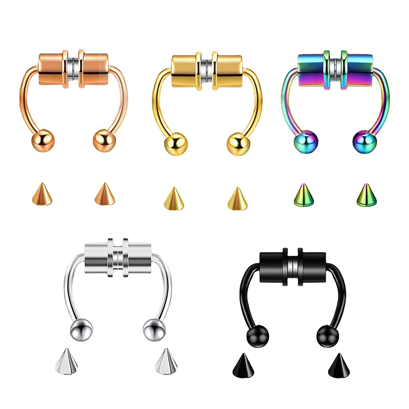 ปลอมเจาะแหวนจมูก Hoop Septum ไ - Body Jewelry And Piercing บทวิจารณ์และราคา