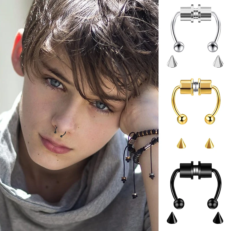 ปลอมเจาะแหวนจมูก Hoop Septum ไ - Body Jewelry And Piercing บทวิจารณ์และราคา