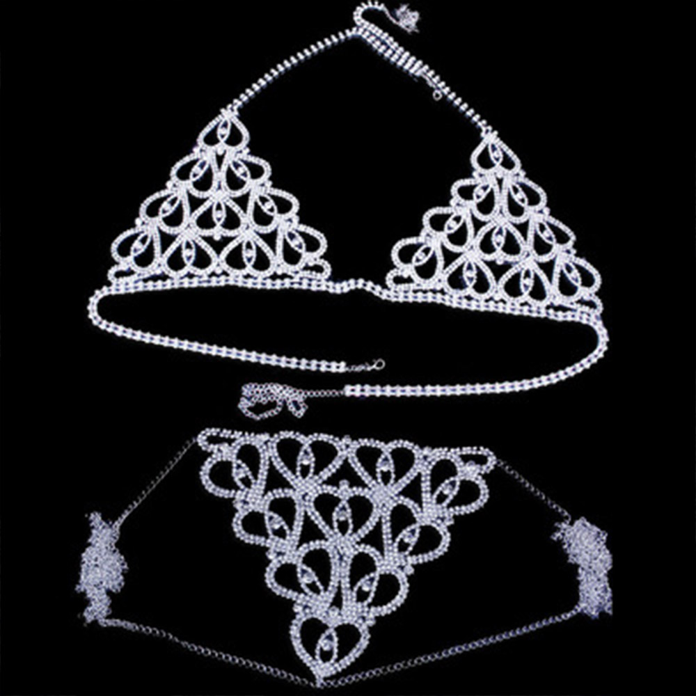 แฟชั่น Rhinestone Heart Bra ชุ - Body Jewelry Bra บทวิจารณ์และราคา