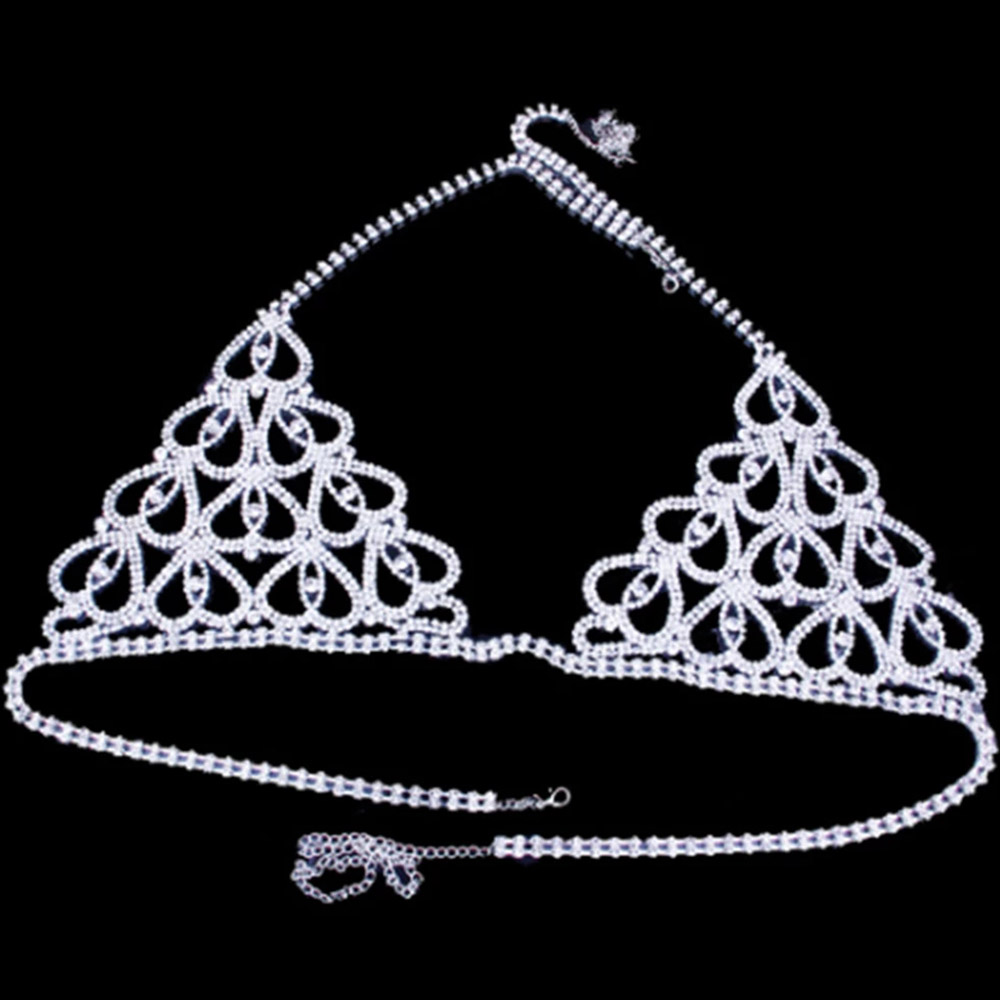 แฟชั่น Rhinestone Heart Bra ชุ - Body Jewelry Bra บทวิจารณ์และราคา
