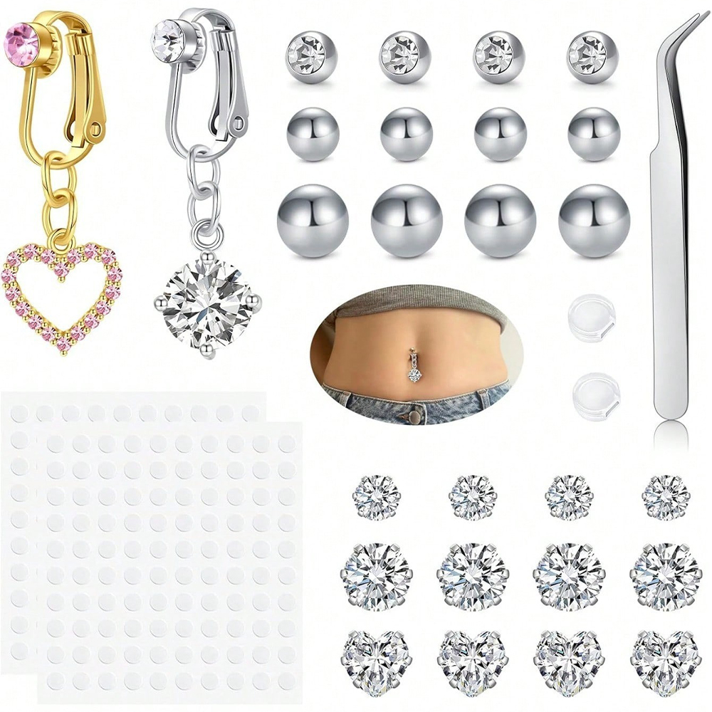 แหวนเจาะหน้าท้องปลอมสีทองรูปผี - Body Jewelry And Piercing บทวิจารณ์และราคา